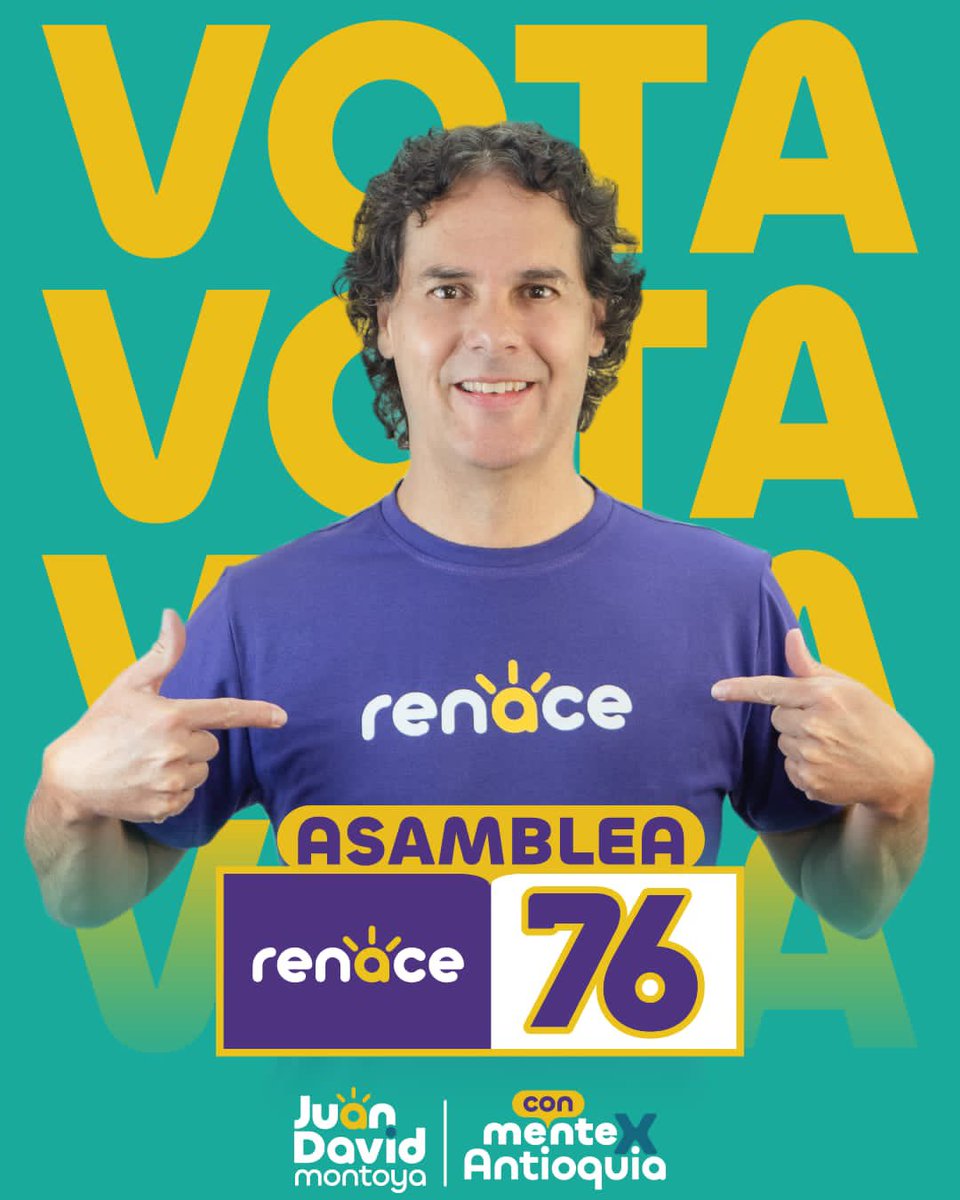 Hoy me levante muy feliiiiiz porque voy a votar por mi candidato a la Asamblea de Antioquia <a href="/JuanDavidMG9/">JuanDavidMontoya</a>. Un voto #ConMenteXAntioquia. ☀️7️⃣6️⃣
