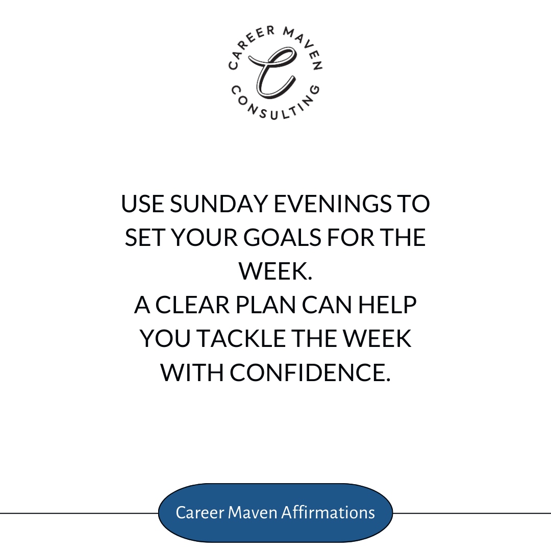 Feeling overwhelmed on Sunday evenings? It's time to change that! Use this simple but super-effective trick to kickstart a successful week!
#CareerMaven #sundayscaries #goalsetting #mindsetiskey #careercoach #plannersgonnaplan #purposedrivenlife #mindsetofexcellence