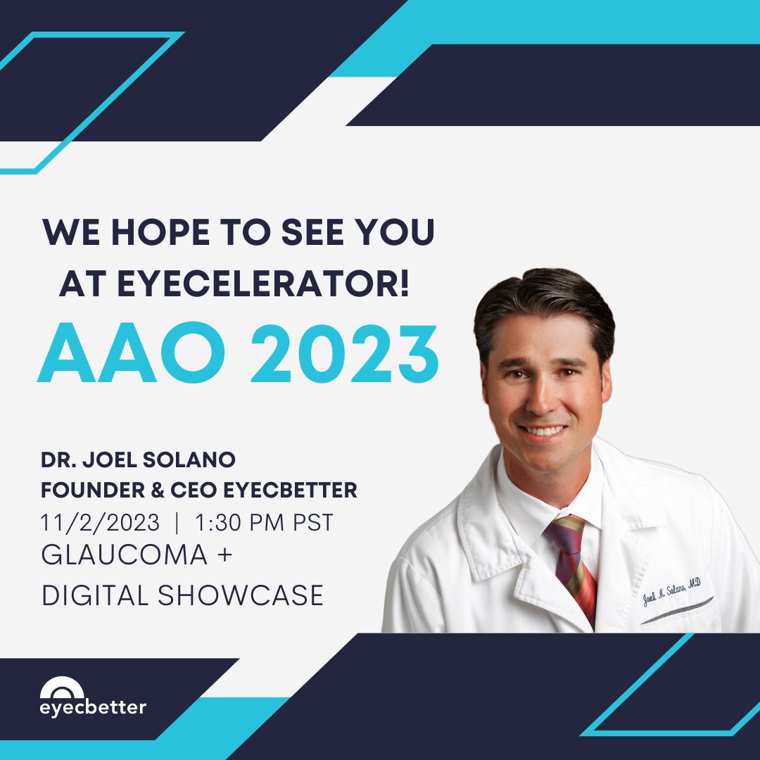 Learn more at Eyecelerator #AAO2023 on Thursday, November 2nd at the Glaucoma &amp; Digital Showcase after lunch at 1:30 PM PST. 

#opthamology #glaucomacare #glaucoma #glaucomascreening  #eyecelerator  #visionhealth #eyecareprofessionals #medtech #medicaldevice #eyecbetter
