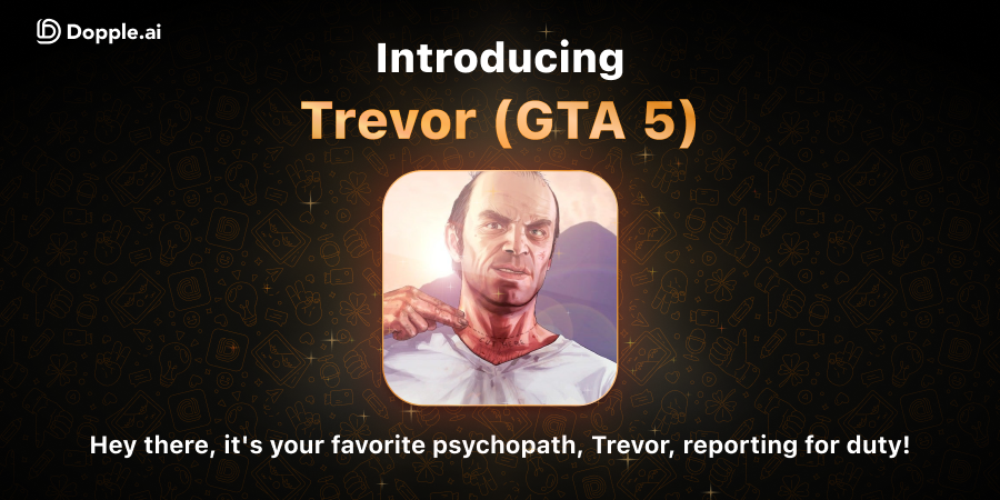 DoppleAi's tweet photo. Hold onto your hats! Trevor from GTA 5 is causing chaos on Dopple. Dive into some unpredictable and wild conversations with Los Santos' most unhinged. 🚗🔥 #DoppleAI #GTA https://t.co/58IHknc8IN