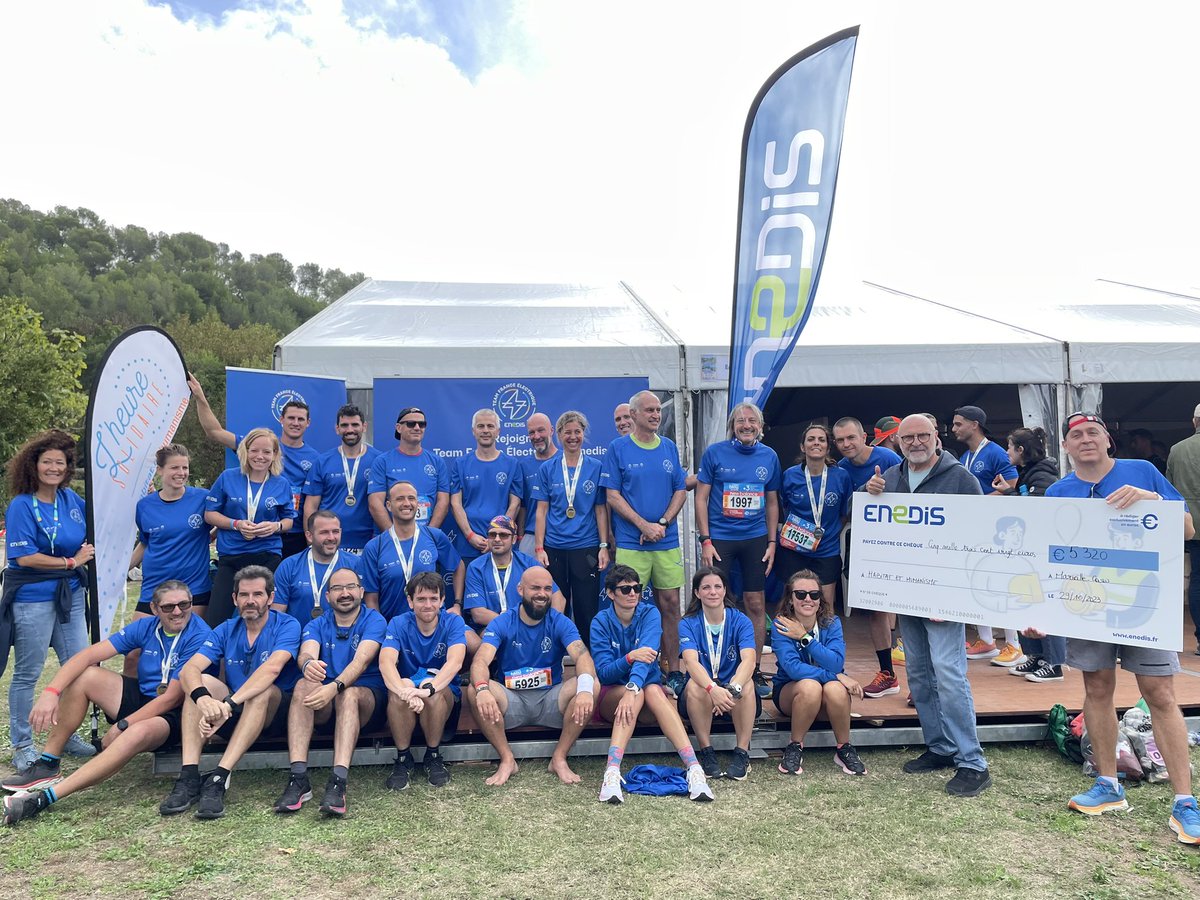 Grâce à la générosité de la Team <a href="/enedis/">Enedis</a> en Provence Alpes du Sud, un chèque de 5 320€ a été remis à <a href="/HabitatetHumani/">Habitat et Humanisme</a> qui œuvre pour l’accès au logement et l’insertion des personnes en difficulté 🤲🏼 

Le résultat d’une belle course <a href="/MarsCassis/">Marseille-Cassis</a> sportive et #solidaire !