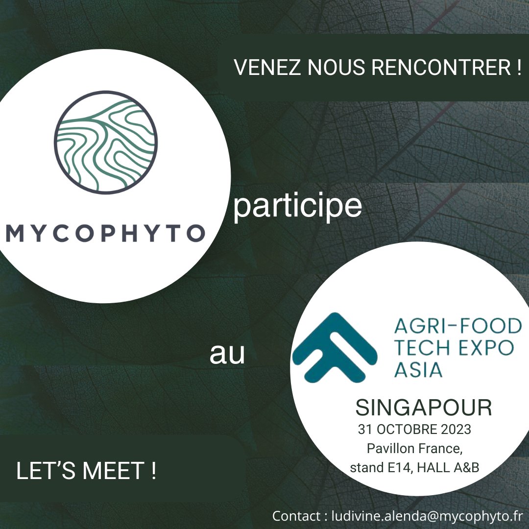 🌱 #AFTEA J- 2 Join Mycophyto & Team for the Agri-Food Tech Expo Asia AFTEA , October 31, 2023 in Singapore. Let's discover our innovations against dryness and for soils and biodiversity 📍 Location: Sands Expo & Convention Centre, Halls A & B 🕒 Time: 11am - 5:30pm