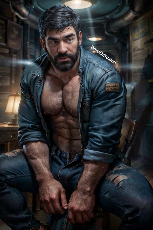 BaraDiffusion's tweet photo. #AIArtwork #AiArt #CaptainHaddock #Bara #Dilf #muscularman https://t.co/xqt3kDAj2m