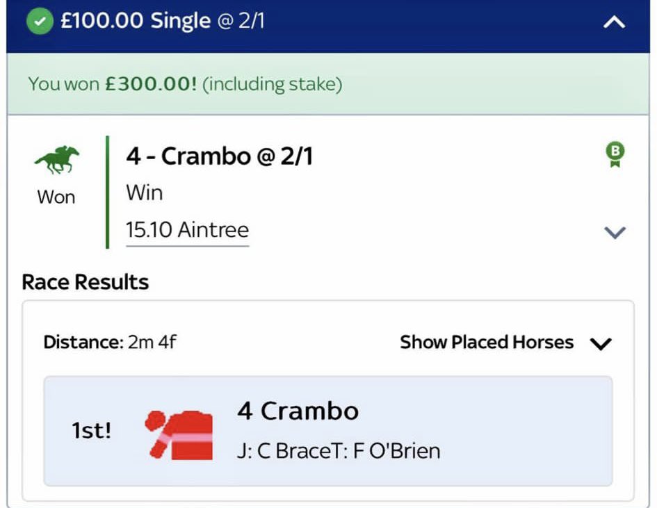 Stick us another one on!!! Our only bet of the day, Crambo comes home in decisive fashion and our VIP members collect once again… DO NOT MISS TOMORROWS BET! t.me/+xjY9SIE9_PBiN…