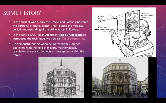 snippets of my lesson on (linear) perspective; history and basic principles~