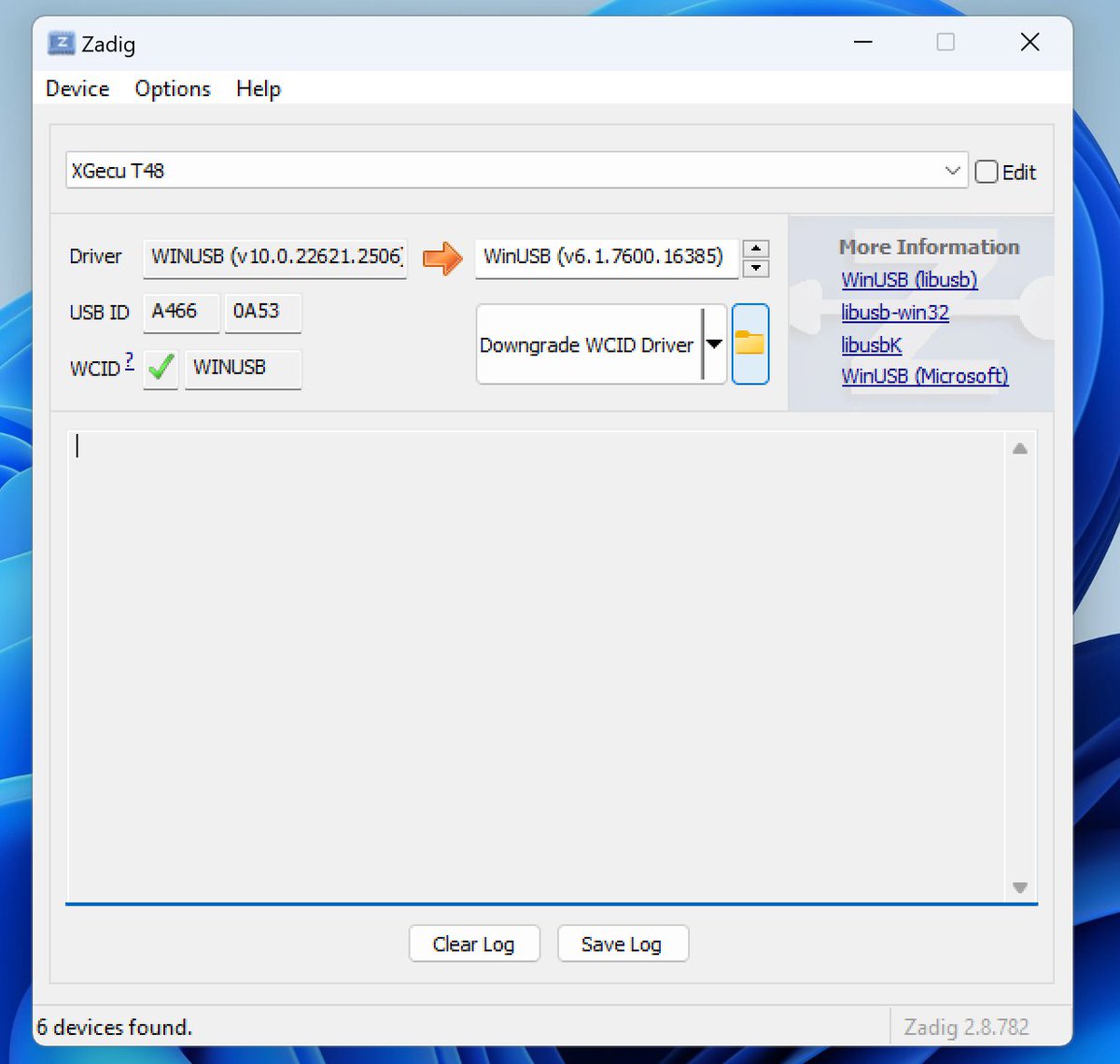 TarableI's tweet photo. How I got the T48 programmer working on Apple silicon and Windows 11 for ARM.

What you need:
- Driver signature enforcement: off
- Latest Zadig

Step 1:
- Turn on advanced mode and select an output folder for the WinUSB driver.
- Hit the extract files button https://t.co/PNdIKI4LPz