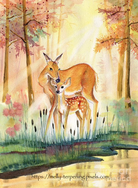 -'Mom and little deer'- fineartamerica.com/featured/mom-a…
#watercolor #wildlifepainting #nurseryart