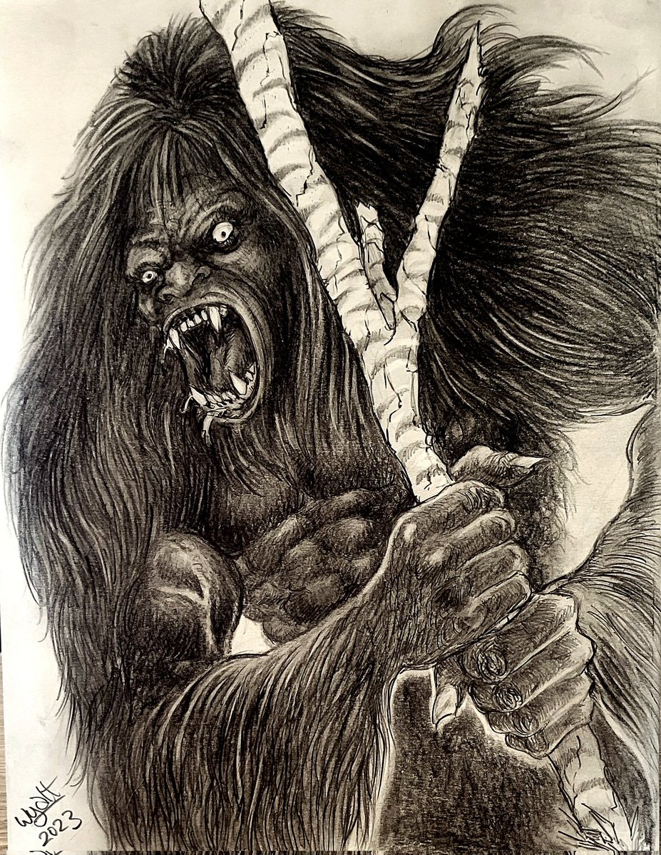 Sasquatch. No place to hide. Graphite on 9 x 12' Copic Sketchpad. #swyattart #sketch #cryptid #Bigfootart #bigfoot #creature #artofbigfoot #sasquatch #sasquatchart #artofsasquatch