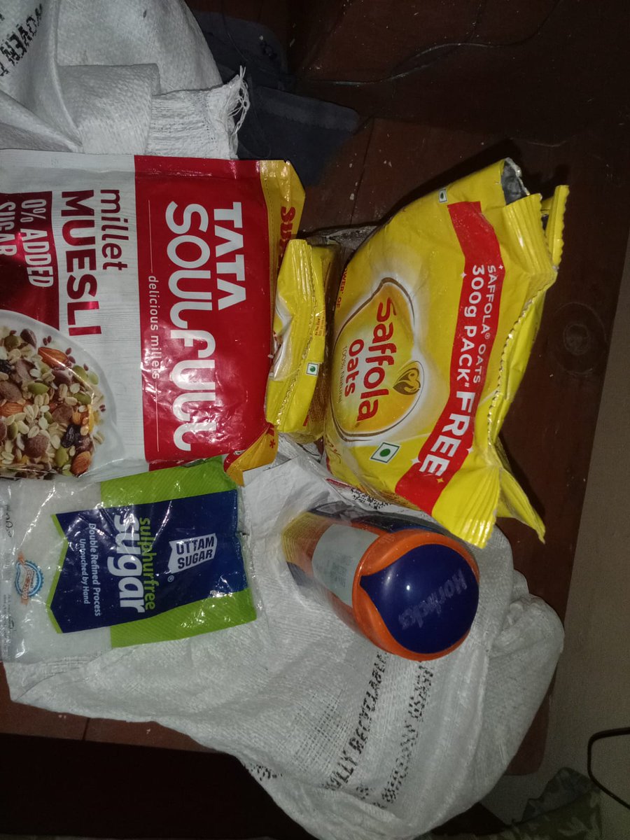 naresh_roy's tweet photo. My grand parents only mistake was they provided the OTP without opening the package and your Delivery guy also didn't bother to open it up.

When opened these are the items received and also attaching the bill. How can you guys, deliver someone's else order? That 2 packets open? https://t.co/3O9Q1LVrCh