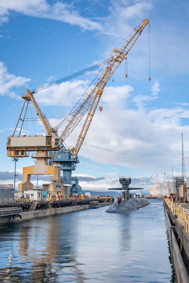 USS Maine (SSBN-741) Ohio-class ballistic missile submarine with a successful undocking in Bangor - posted October 29, 2023 #ussmaine #ssbn741 

SRC: FB- Trident Refit Facility Bangor