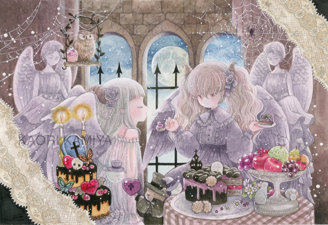 「透明水彩で絵を描いています  可愛かったり少しダークな作品も いろいろ描きたいで」|神谷かおり🌸ドローイングモール🌸羽根としっぽ展🌸アリス展🌸コミティアのイラスト