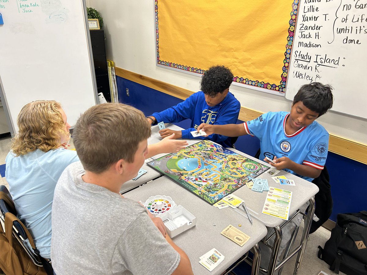Students play “The Game of Life” to kick off a math unit on Percentages in the Real World. #authenticlearning
