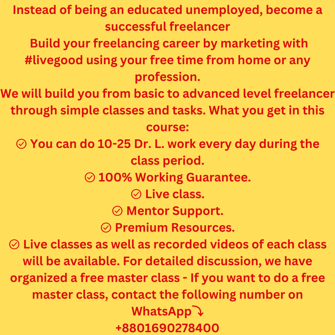 Update Affiliate Marketing course
#livegood
#usa
#uk
#canada
#india
#viral
#viralpost
#australia
#onlineearning
#makemonyonline
#affiliatemarketing
#cpamarketing
#digitalmarketing
#networking
#networkmarketing
#realbusiness
#livegoodaffiliate