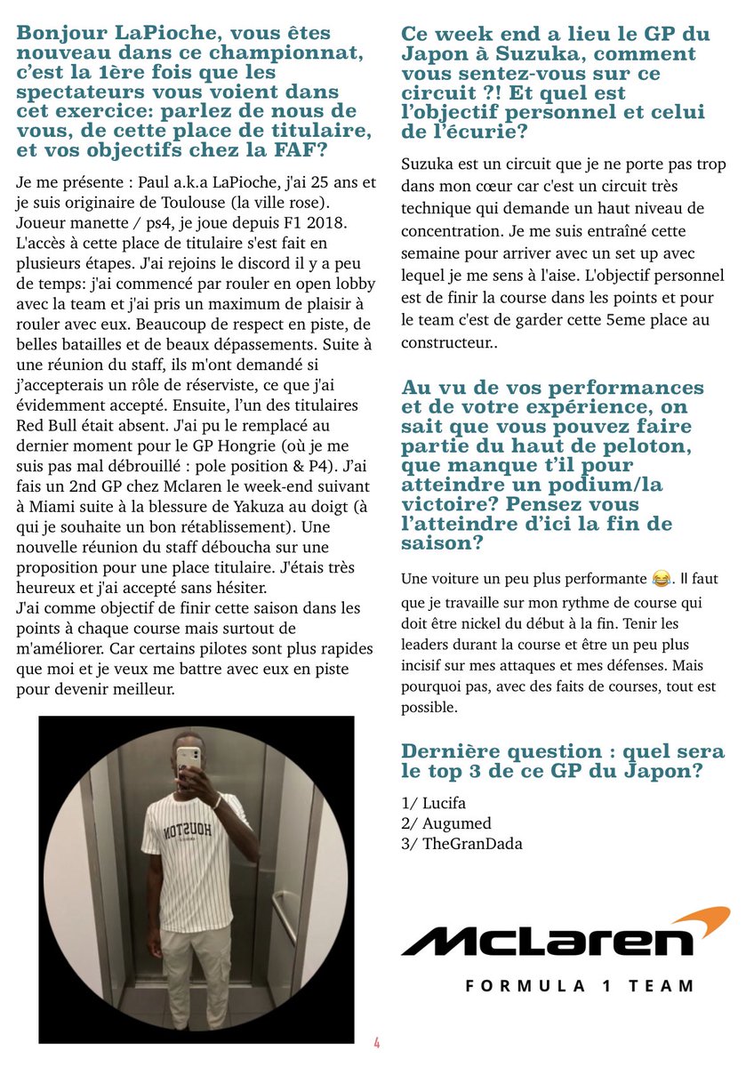 LigueFAF's tweet photo. 📰Interview FAF 📰

En attendant le Gp de ce soir à 21h: voici les interviews de 3 des pilotes FAF !

Profitez en aussi pour tenter votre chance avec le tweet en épinglé pour gagner un maillot FAF!

#F123 #MexicoGP #LigueFAF #Verstappen #Hamilton #FIA https://t.co/ccbOgrUqkI