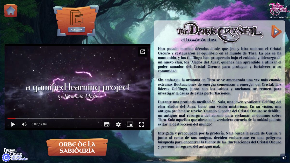 Esta semana pasada empezamos la nueva experiencia gamificada para este curso dentro del área de Lengua Castellana. A partir de la temática elegida por ellos sobre una aventura épica y de fantasía, "Dark Crystal" nos lleva al mundo de Thra para salvar de nuevo el planeta.