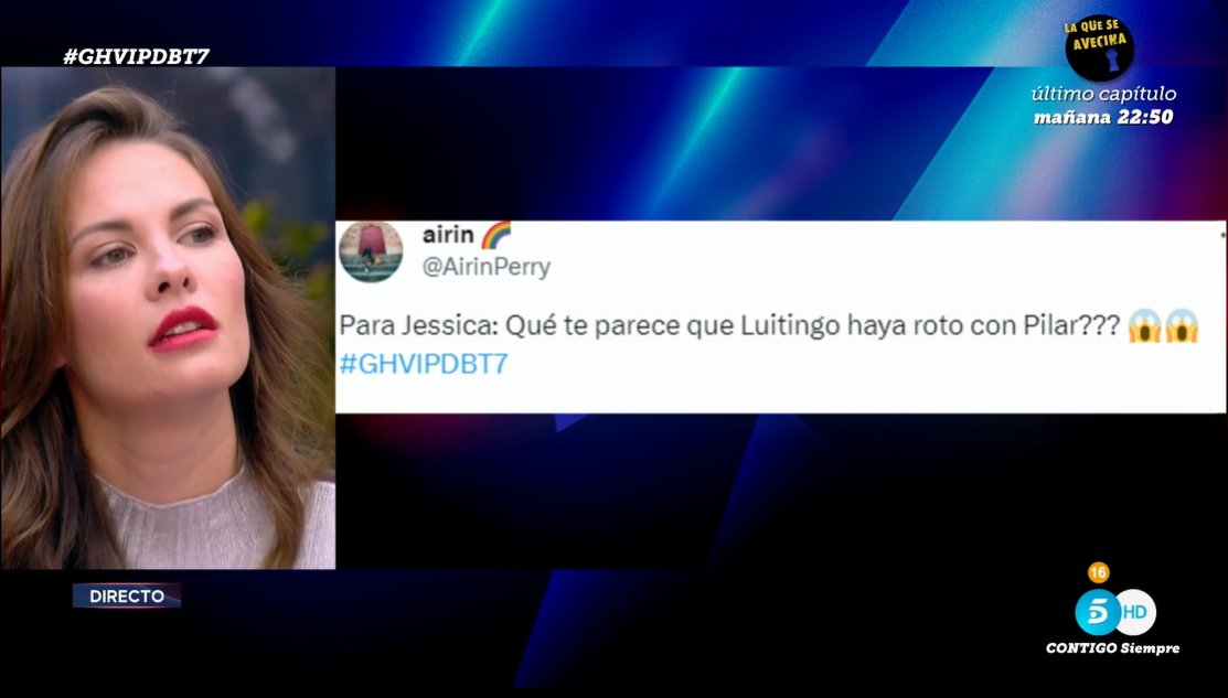 ghoficial's tweet image. Jessica responde a @AirinPerry: "Solo espero que tanto ella como él estén bien" #GHVIPDBT7