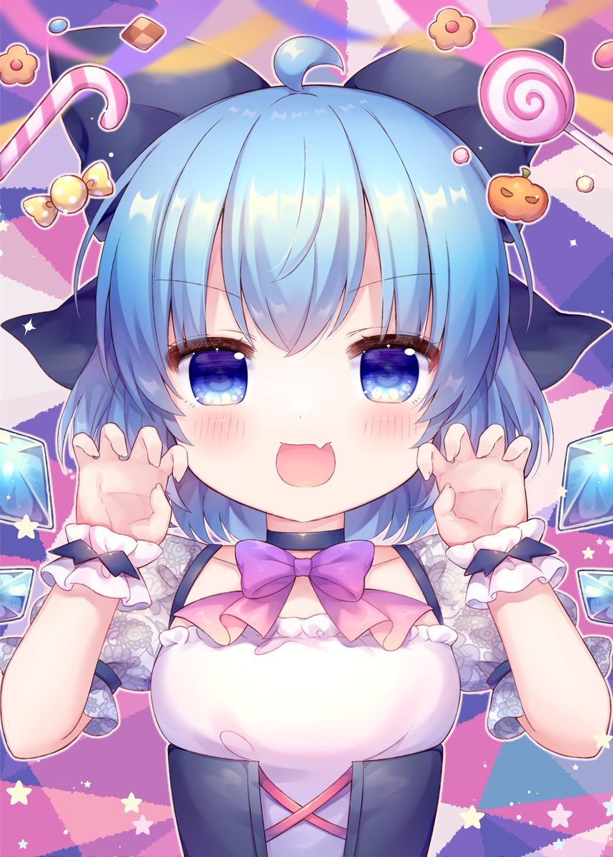 cirno 1girl solo candy blue eyes food blue hair ice wings  illustration images