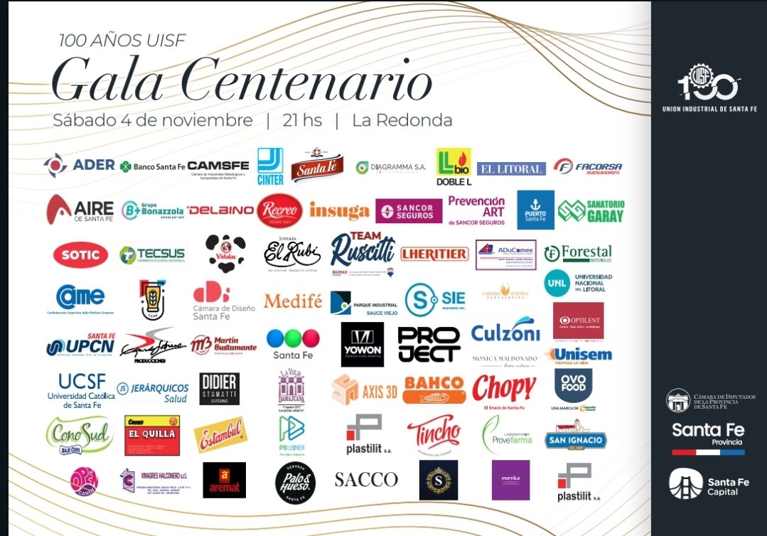 uisfok's tweet photo. 🥂 Gracias por acompañarnos y ser parte importante de la celebración de nuestros 100 años de vida.
.
.
#GalaCentenario #100años #Los100delaUISF #granfiestadelaindustria #uisf #industria #fiestadelaindustria #santafe https://t.co/El4TZJ7XI3
