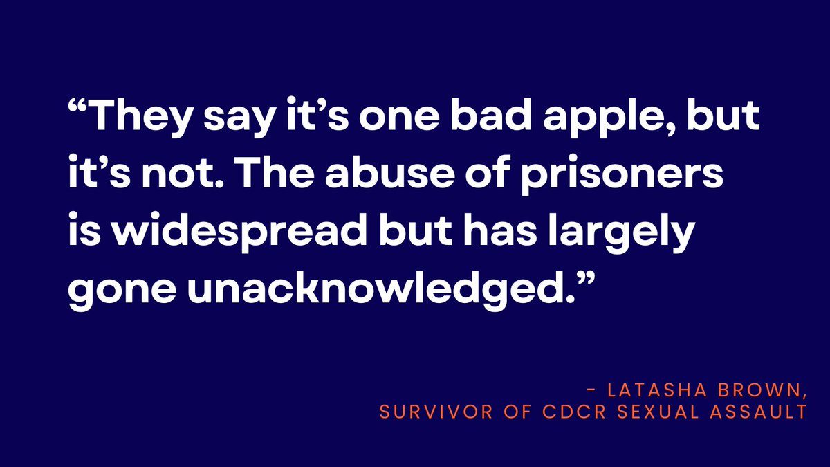 Survivors of sexual assault by prison guards <a href="/CACorrections/">CA Corrections</a> say it’s not a “one bad apple” issue. Sexual abuse in prisons is widespread and systemic.
#StopCDCRSexualAbuse #ReleaseSurvivors bit.ly/cdcr-abuse2