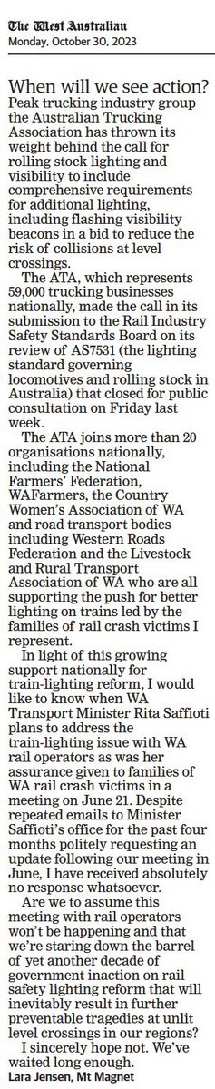 Improve Train Lighting & Passive Level Crossings tweet media