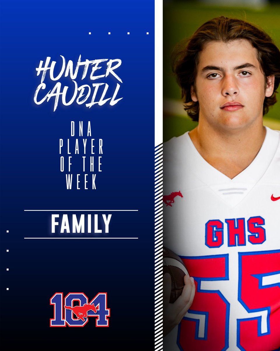 GHSMustangsFB's tweet photo. Congratulations to our Week 10 DNA Players of the Week against Arlington Heights! 

Tough- @BradyWags22 
Family- @rhoades_hayden 
Family- @HunterCaudill26 
Discipline- @MajorHeckt https://t.co/D0bUDZQDhz