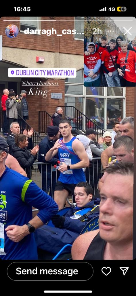cancernursecuh's tweet photo. Well  done to Harry Linehan, third year student nurse @CUH_Cork, who completed the Dublin City Marathon today in memory of his dad John Linehan. A huge thank you from the Acute Oncology Team to Harry and his supporters @CUHCharity https://t.co/CV9ZyvVg2B