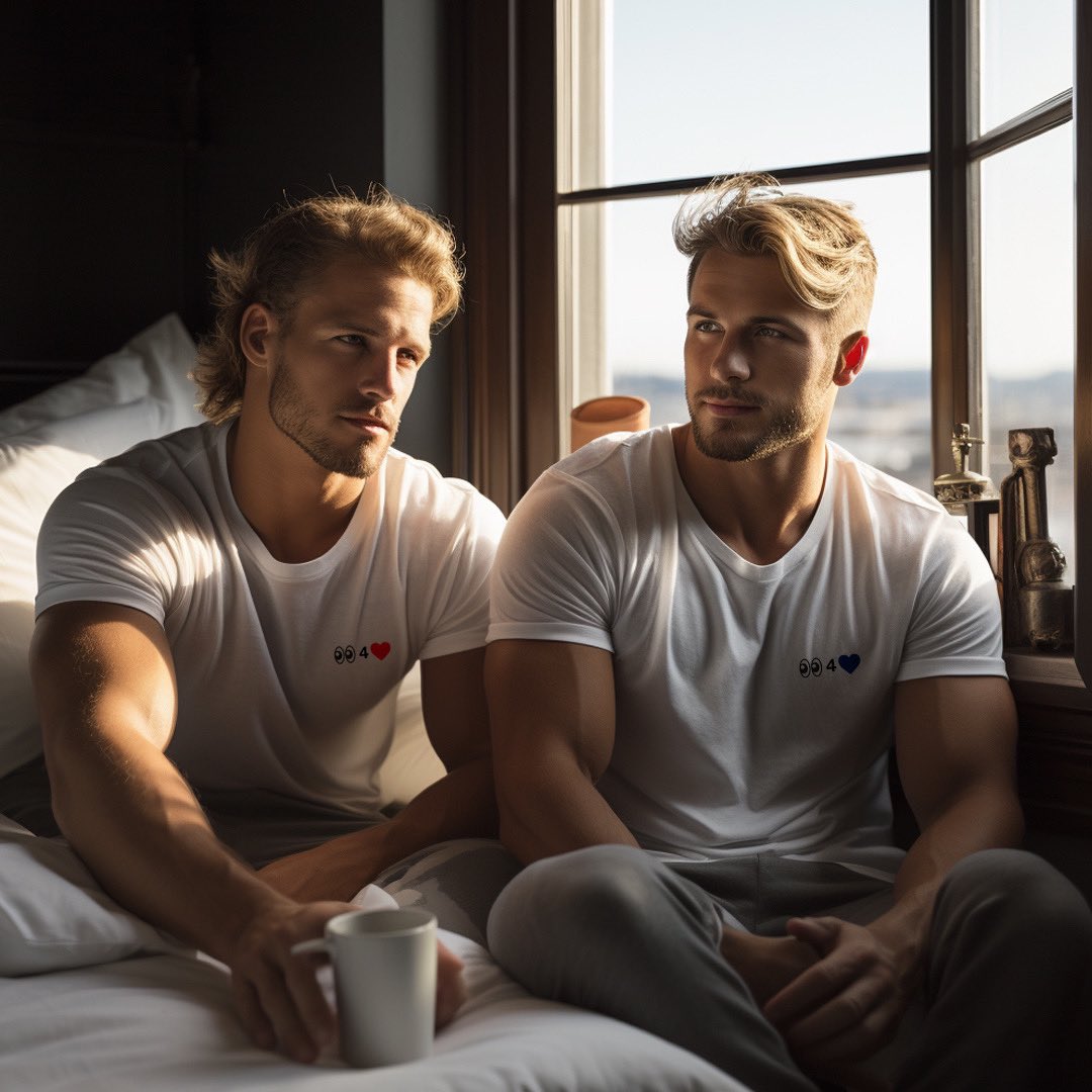 myplus1is's tweet photo. 👀4❤️ vs 👀4💙 t-shirts… these two had a good night… https://t.co/7pXkOwVrv5