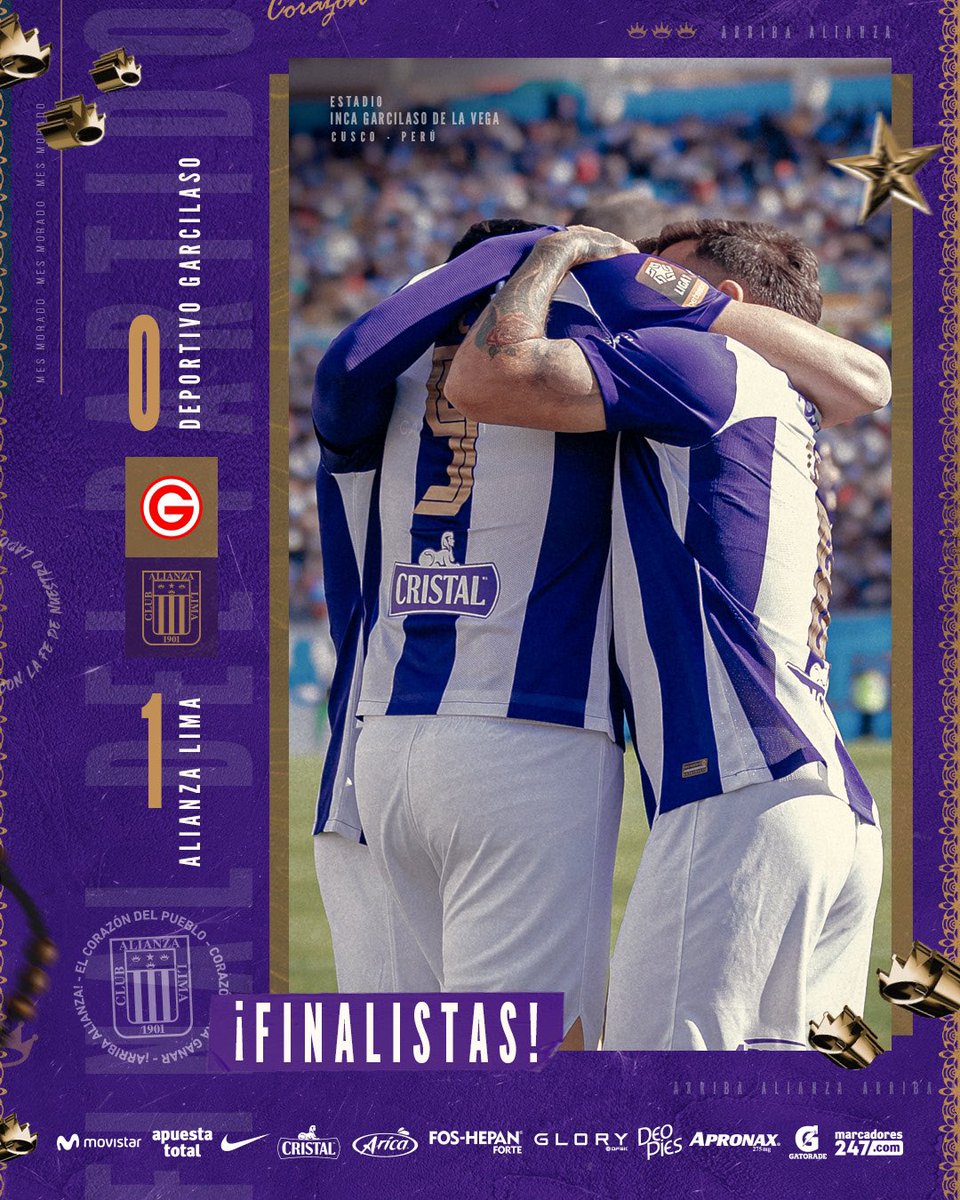 𝗠𝗜𝗡𝗨𝗧𝗢 𝗔 𝗠𝗜𝗡𝗨𝗧𝗢| ⏱

🏆: @LigaFutProf 

<a href="/Dep_Garcilaso/">Garcilaso del Cusco</a> 0-1 <a href="/ClubALoficial/">Club Alianza Lima</a> 

⛳️ 𝗘𝗹 𝗽𝗮𝗿𝘁𝗶𝗱𝗼 𝗵𝗮 𝘁𝗲𝗿𝗺𝗶𝗻𝗮𝗱𝗼.

¡𝗔 𝗟𝗔 𝗙𝗜𝗡𝗔𝗟, 𝗕𝗟𝗔𝗡𝗤𝗨𝗜𝗔𝗭𝗨𝗟 ! 💜

¡𝗨𝗡𝗔 𝗠𝗔́𝗦, 𝗕𝗜𝗖𝗔𝗠𝗣𝗘𝗢𝗡𝗘𝗦!🏆🏆

¡𝗛𝗔𝗦𝗧𝗔 𝗘𝗟 𝗙𝗜𝗡𝗔𝗟!🤝🏾

#ConTodaLaFe