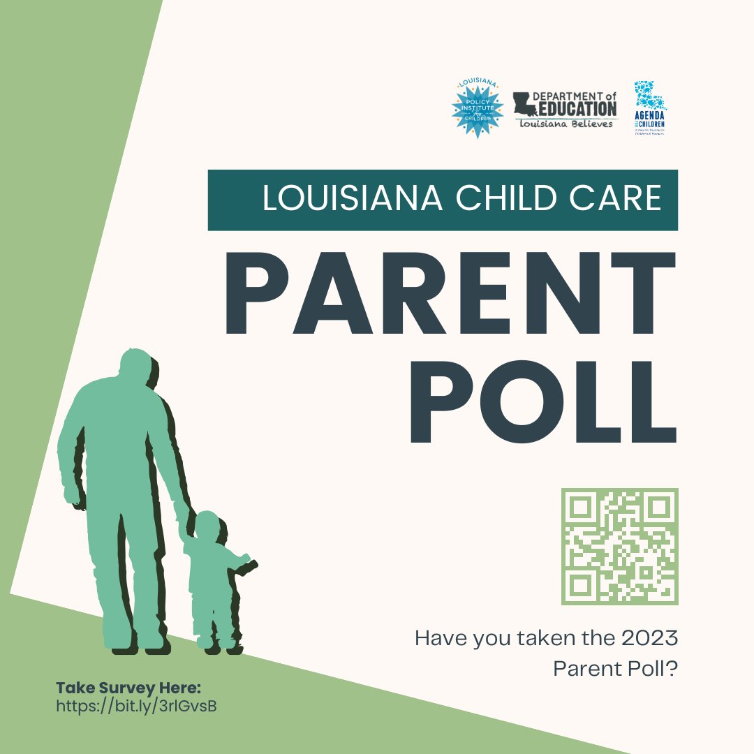 We want to know about YOUR experiences with child care in Louisiana. The #LouisianaChildCareParentPoll is open until November 1. bit.ly/3rlGvsB