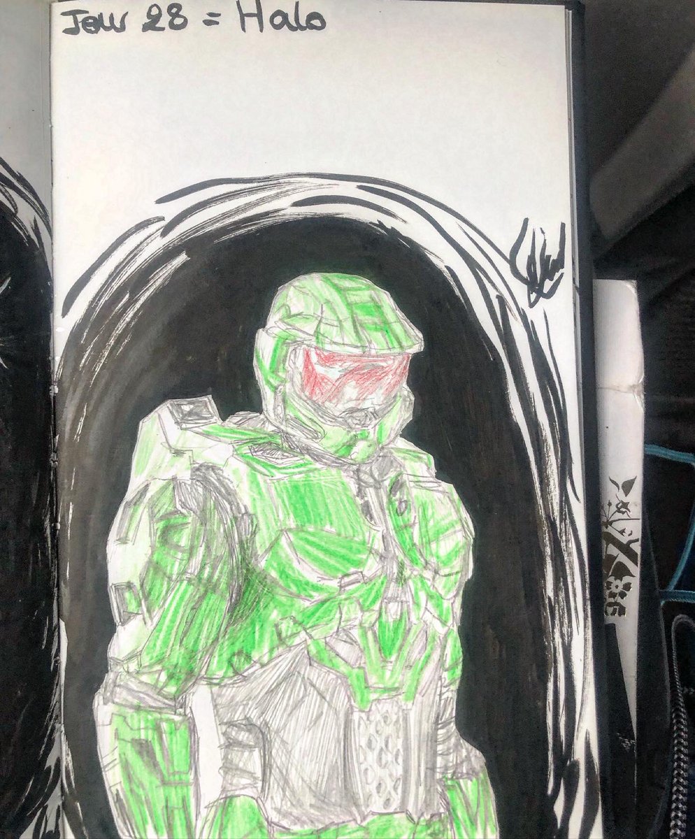 Lijipen's tweet photo. Inktober 2023 (version MCH )
Jour 28 = Halo 🔫

J’ai pensé direct a ca, trop prévisible ?
Merci à @human_academy_europe !

#drawing #draw #dessin #manga #anime #inktober #jeux #halo #challenge #concours #vert #haloinfinite #jeuxvideo #post #angouleme #art #artist #soldat #space https://t.co/tul1jAm6YH