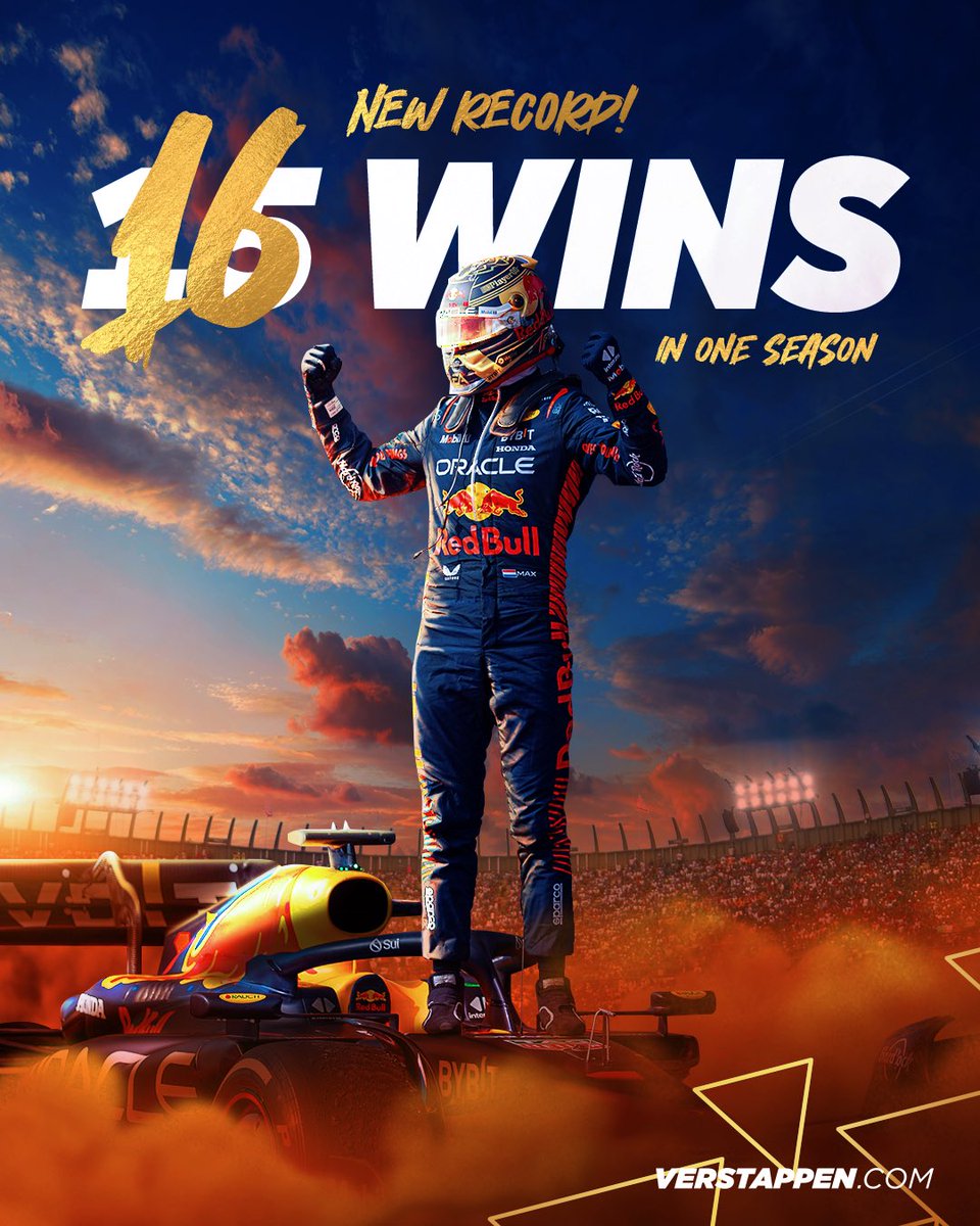 Max Verstappen wins the #MexicoGP!!! Making it a record breaking 16 wins in a single F1 season 👏