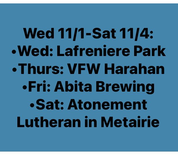 BayouPantry's tweet photo. •Wednesday:Lafreniere Park Market 2pm-7pm
•Thursday:Harahan VFW Farmers Market 4pm-8pm
•Friday:Food Truck Round Up @TheAbitaBeer 5:30pm-8:30pm
•Saturday:Atonement Lutheran Craft Fair Metairie 9am-2pm
#bayoupantry #bayoupantryfreezedriedgoods #freezedriedneworleans #abitabeer https://t.co/NxmHHJ7ds9