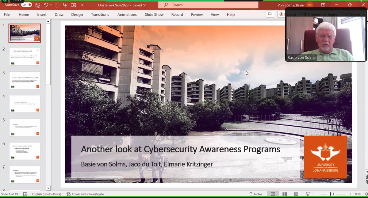 AIS_SAC's tweet photo. We're thrilled to announce the success of our AISSAC Student Chapter event on the 27th October in celebrating Cyber Security Awareness Month. A heartfelt thanks to our excellent panellists - Dr Ivano Bongiovanni, A/Prof. Adele Da Veiga, Mr. Grant Hughes and Prof. Basie von Solms https://t.co/rc734BBrpZ