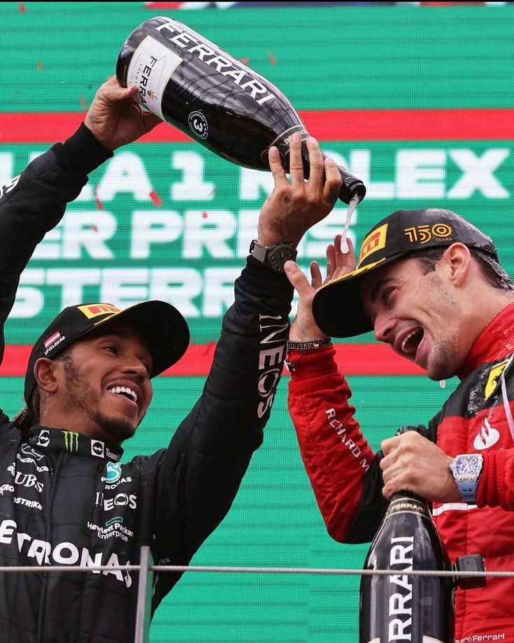 Leclercvettel1's tweet photo. Disqualified together last week but on the podium together this week!❤🤝💜 https://t.co/4ljmVR2W60