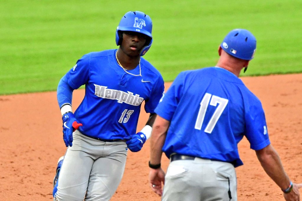 Another highlight for <a href="/MemphisBaseball/">Memphis Baseball</a> here at Ole Miss today: JC transfer Pierre Seals just hit a 481-foot homer off the brick base of the scoreboard, beyond the LF terrace area. Moonshot exited the bat at 114 mph. That is a strong man.