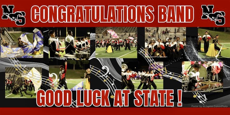 Good luck and safe travels to North Shore’s band as they head to compete in the UIL State Band Competition! #WeRNorthShore