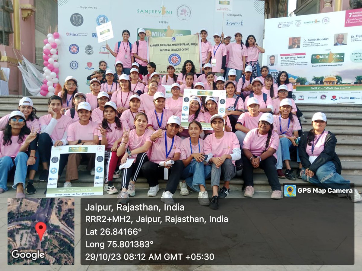 KanoriaNss's tweet photo. NSS volunteers of *Kanoria PG Mahila Mahavidyalaya* participated in walk "Smile on...CANathon" organized by '𝙎𝙖𝙣𝙟𝙚𝙚𝙫𝙖𝙣𝙞 - *Life beyond Cancer'* for breast cancer awareness @NssRajasthan @_NSSIndia @SPBhatnagar4 https://t.co/c9yI4yZxG4