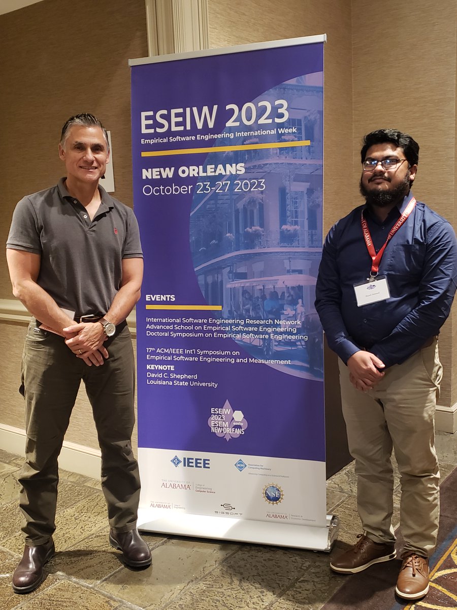 Sharif Ahmed (@srf_cse) on Twitter photo Alhamdulillah! Presented our paper - 'Exploring the Advances in Identifying Code Review Comments' at <a href="/ESEM_conf/">ESEM Conference</a>.
I had the chance to meet top SE researchers, including General Co-Chairs Dr. <a href="/JeffCarver32/">Jeff Carver</a> & Dr. Izurieta.
Special thanks to my advisor <a href="/nasireisty/">Nasir Eisty</a> & <a href="/boisestatecs/">Boise State CS</a>! Alhamdulillah! Presented our paper - 'Exploring the Advances in Identifying Code Review Comments' at <a href="/ESEM_conf/">ESEM Conference</a>.
I had the chance to meet top SE researchers, including General Co-Chairs Dr. <a href="/JeffCarver32/">Jeff Carver</a> & Dr. Izurieta.
Special thanks to my advisor <a href="/nasireisty/">Nasir Eisty</a> & <a href="/boisestatecs/">Boise State CS</a>!
