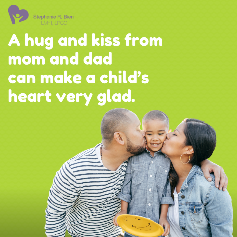 A hug and kiss from 
mom and dad 
can make a child’s 
heart very glad #parenting 💜