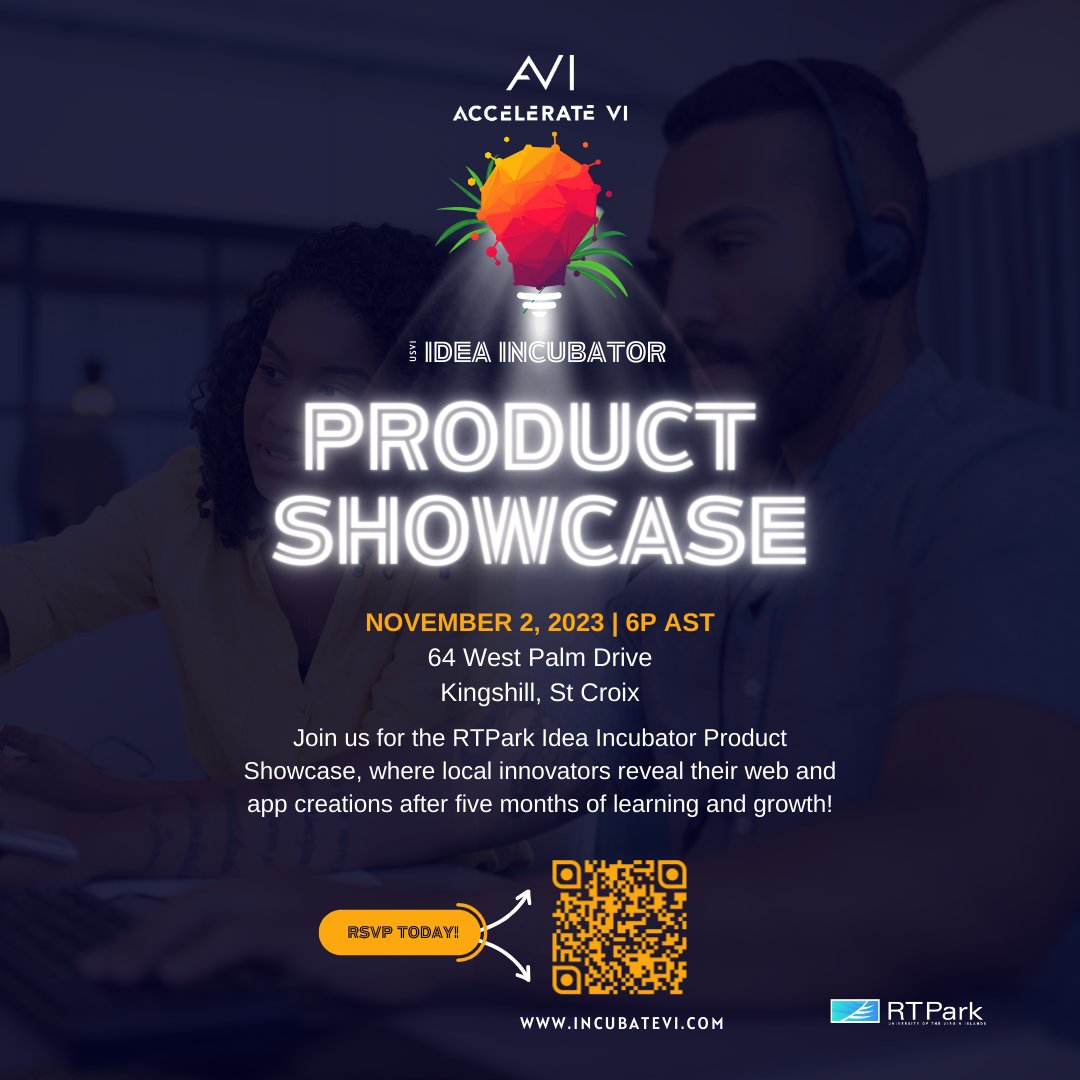 💡 RTPark's Idea Incubator is changing the game for tech innovation in the USVI. This program provides startups with mentorship, resources, and access to a supportive community. Join us this week for the Product Showcase! RSVP at hubs.ly/Q026T5kd0  #USVITech #IdeaIncubator