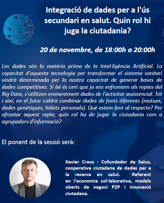📣   Save the date❕<a href="/javicreus/">javi creus</a> presenta salus.coop a la Societat Catalana de Salut Digital <a href="/SCSalutDigital/">SCSD</a> 20 novembre📍presencial (C/Diputació 316) i online📱Registre: shorturl.at/deIT2 💙