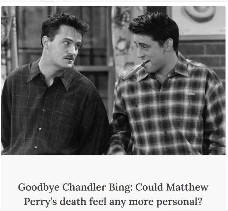 Goodbye Chandler Bing: Could Matthew Perry’s death feel any more personal?

Sitcoms have a way of bringing people together in this divided world, even if it’s to hate on them. For example, there are people – the kind who are always listening and learning – that Brooklyn Nine-Nine
