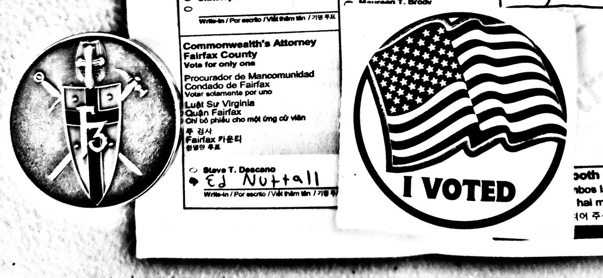 F3Monitoring's tweet photo. TWO T's and TWO L's!! Let's go Fairfax County, time to get it done! Early voting till 5pm today, no lines, easy-peasy! Don't forget to @WriteEdNuttall for Commonwealth Attorney. #EdNuttall https://t.co/7hFP1yKuaN