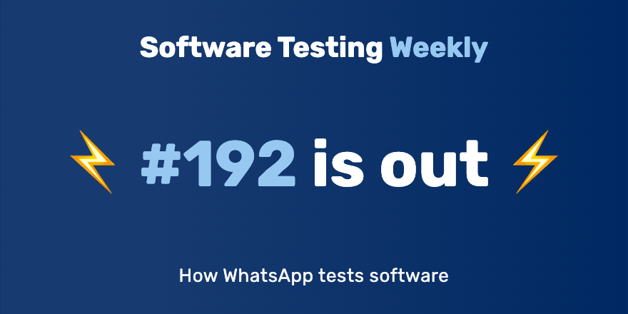 Hey! 🙂

The 192nd issue is out!
softwaretestingweekly.com/issues/192

Congrats <a href="/automationhacks/">Gaurav Singh</a>, <a href="/testingGarage/">Ravisuriya</a>, <a href="/BethClarke_eng/">Beth Clarke (she/her)</a>, <a href="/stefanjudis/">Stefan Judis</a>, <a href="/parwalrahul/">Rahul Parwal 🇮🇳</a>, <a href="/TestAndAnalysis/">Mike Harris @testandanalysis.bsky.social</a>, @bahmutov, @RyanCraven_QA, <a href="/QAInsights/">NaveenKumar Namachivayam</a> and <a href="/filip_hric/">Filip Hric</a>! 👏

#SoftwareTesting #QA