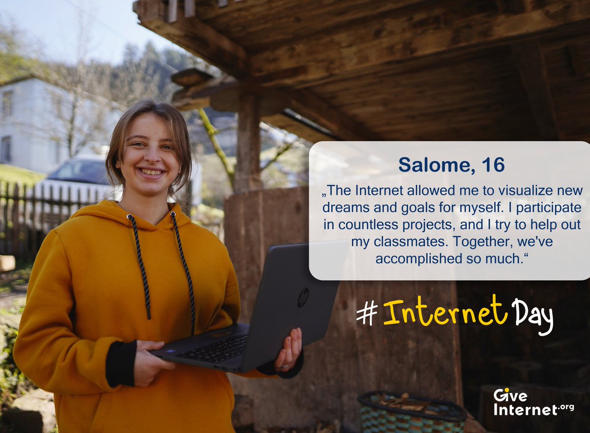GiveInternet's tweet image. No one values the Internet more than our students. So happy national #InternetDay from our Salome! 💫