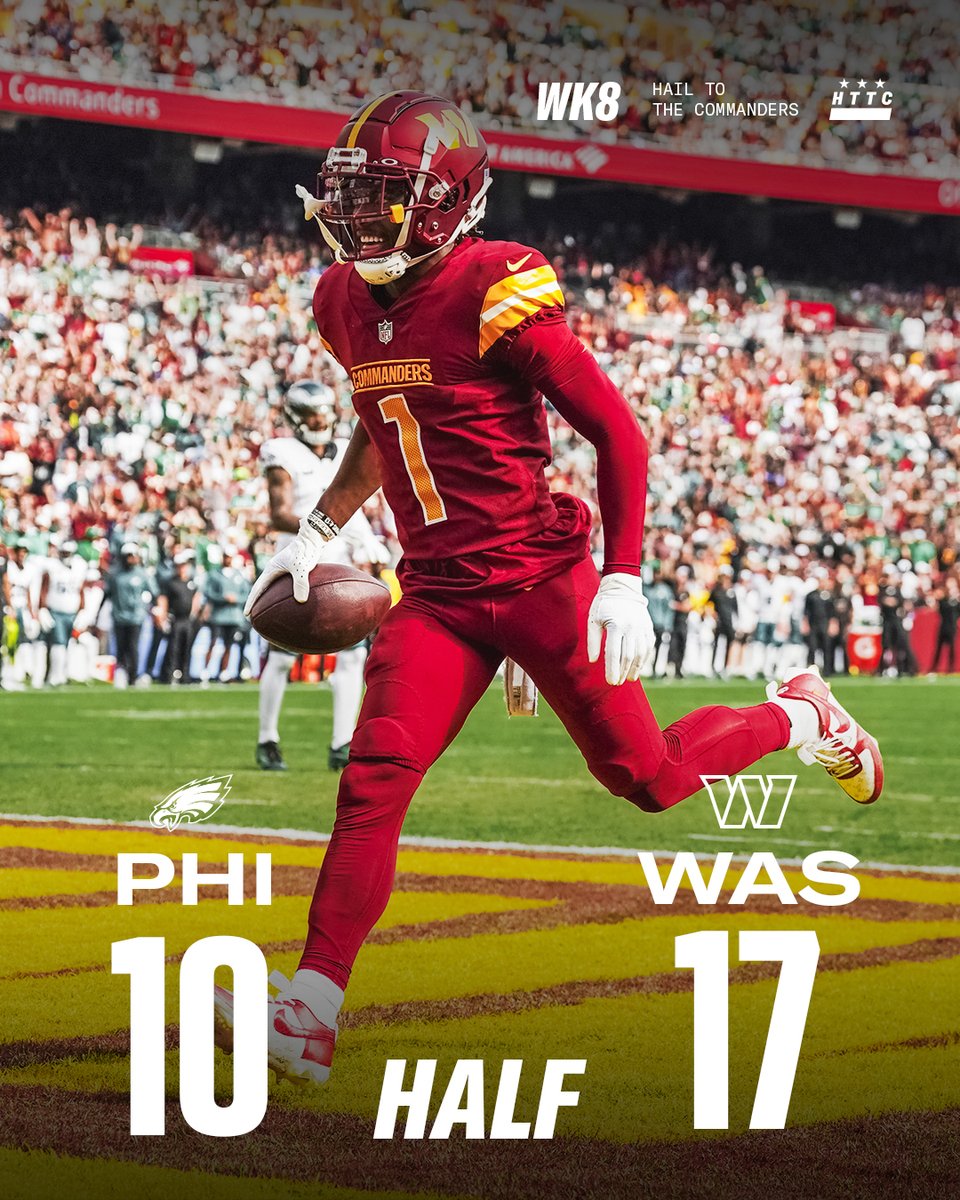 Commanders's tweet image. First half in the books

#PHIvsWAS | #HTTC