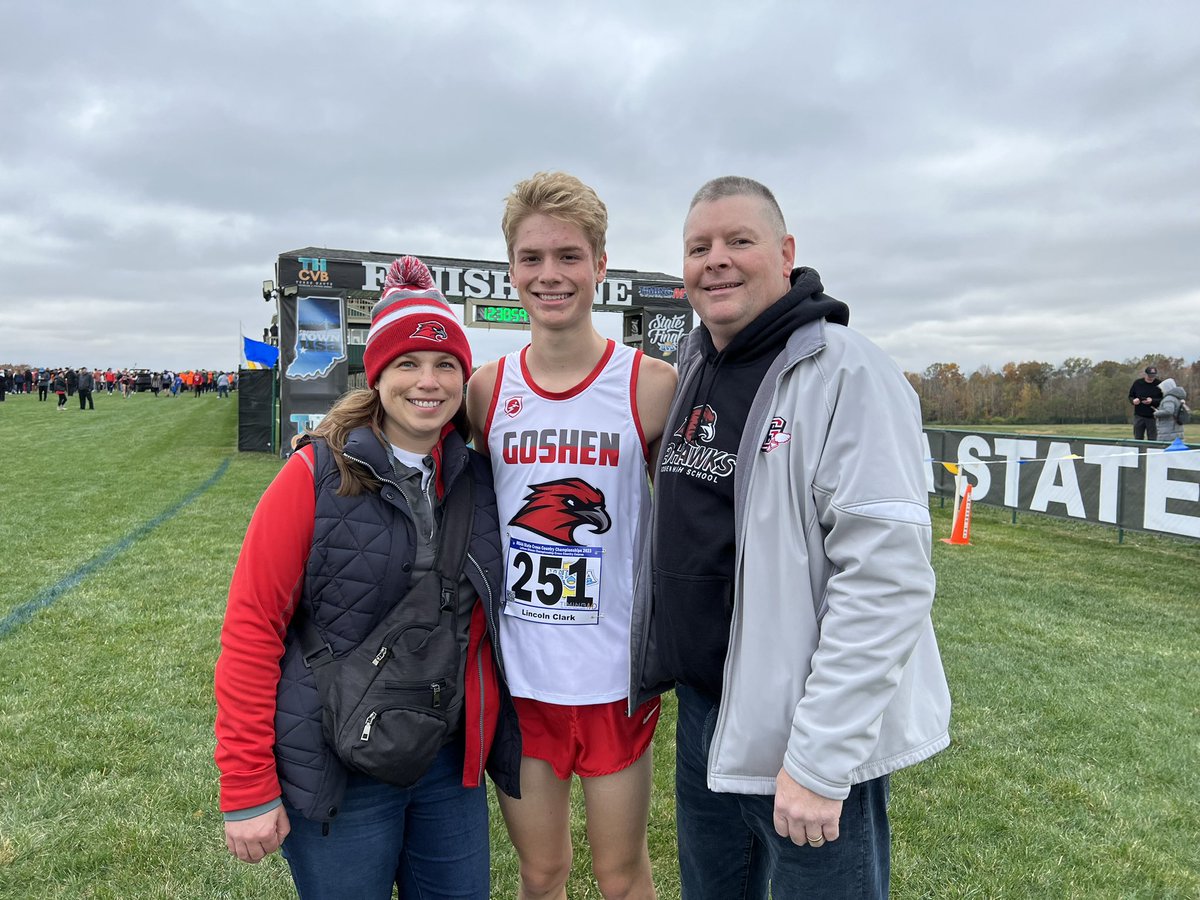 jnclark78's tweet photo. What an amazing ride! We are so proud of Lincoln and thankful for Mike Wynn and Lee Wynn.  Thank you for all that you have given our family and Goshen Cross Country. 🏃‍♂️ https://t.co/TtPm2RWgiw