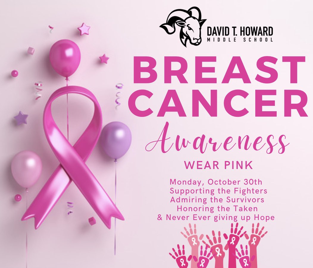 David T. Howard Middle School (@apshoward) on Twitter photo DT Howard staff and students will wear PINK Monday, October 30th to show our support for Breast Cancer Awareness. <a href="/apsupdate/">ATL Public Schools</a> <a href="/THollisEdS/">Tekeshia Hollis</a> <a href="/Gxharp15/">Geralyn Harper</a> <a href="/NicoleWill1/">Nicole Willingham</a> <a href="/ThatsDrOwens/">Tenechia Owens</a> DT Howard staff and students will wear PINK Monday, October 30th to show our support for Breast Cancer Awareness. <a href="/apsupdate/">ATL Public Schools</a> <a href="/THollisEdS/">Tekeshia Hollis</a> <a href="/Gxharp15/">Geralyn Harper</a> <a href="/NicoleWill1/">Nicole Willingham</a> <a href="/ThatsDrOwens/">Tenechia Owens</a>