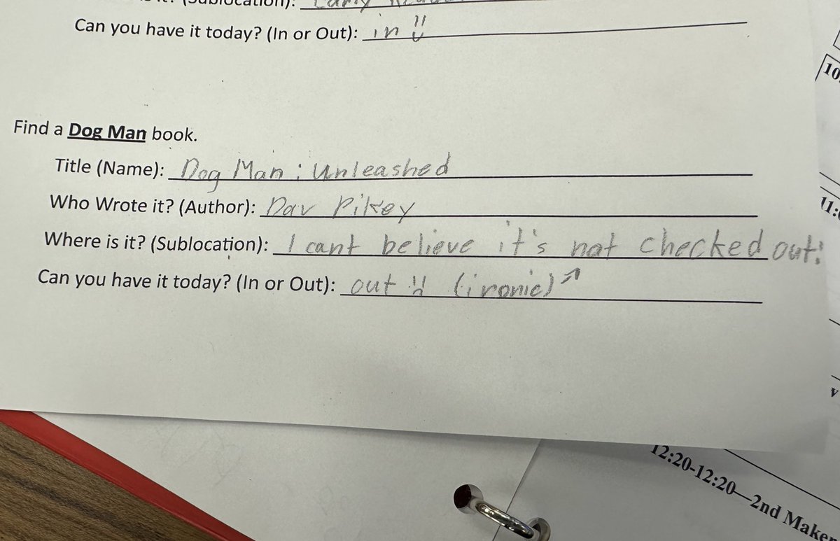 A fifth grader using her wit to show I need to rethink some of my library naming conventions. 😂