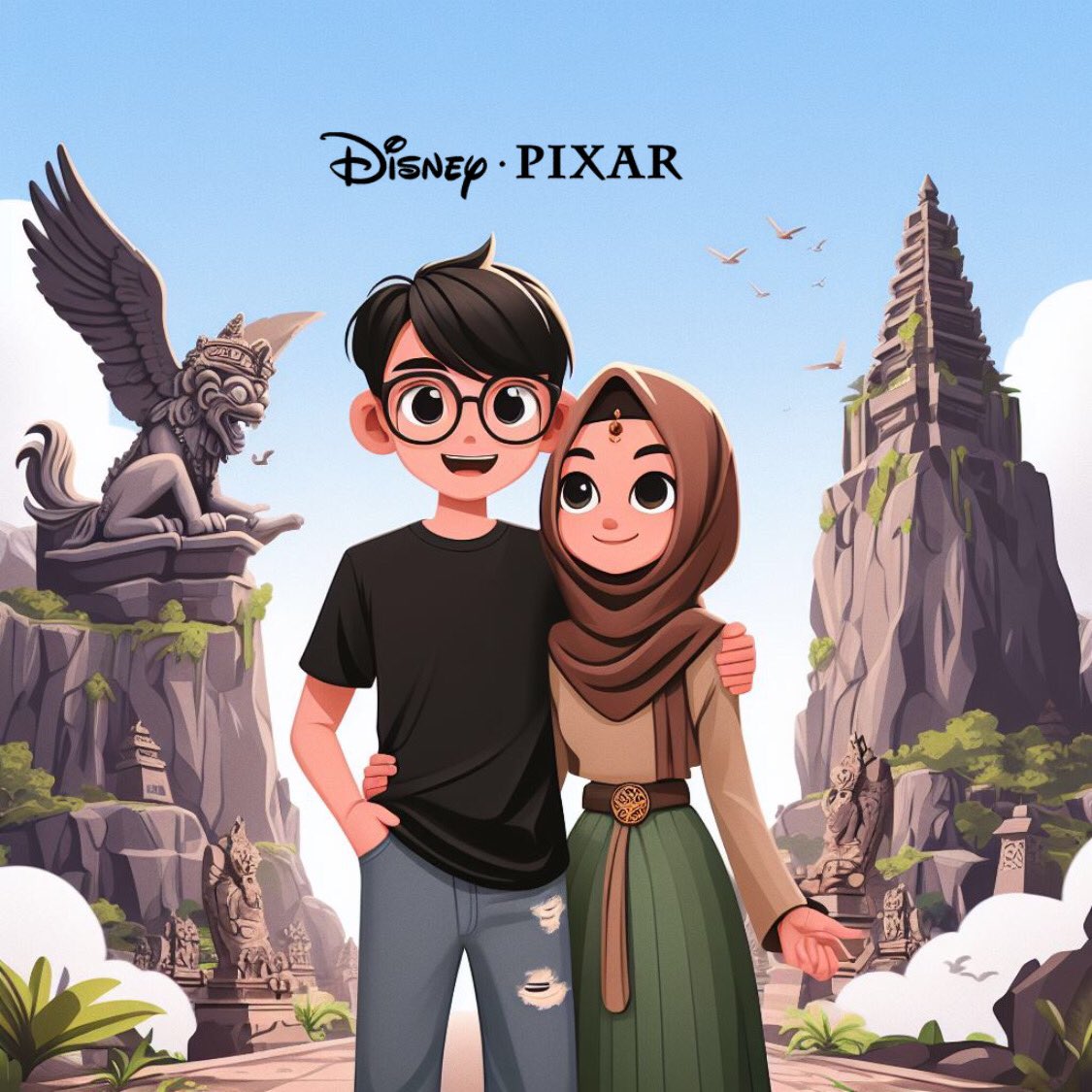 Buat temen-temen yang mau jadi karakter Disney Pixar bisa loh pake AI, caranya gimana ? Gampang, RT aja biar yang lain jg bisa ya gaes TUTORIAL - UTAS Ini gue coba remake foto gue kamarin sama mantan pacar di GWK ya gengs #disneypixar #bikinposterfilmdisneypixar #bing #tutorial